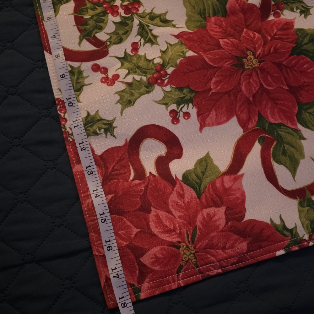 Set Of 4 Tapestry Place Mats Christmas Holly And Poinsettia 18x134 place matts - Picture 8 of 9